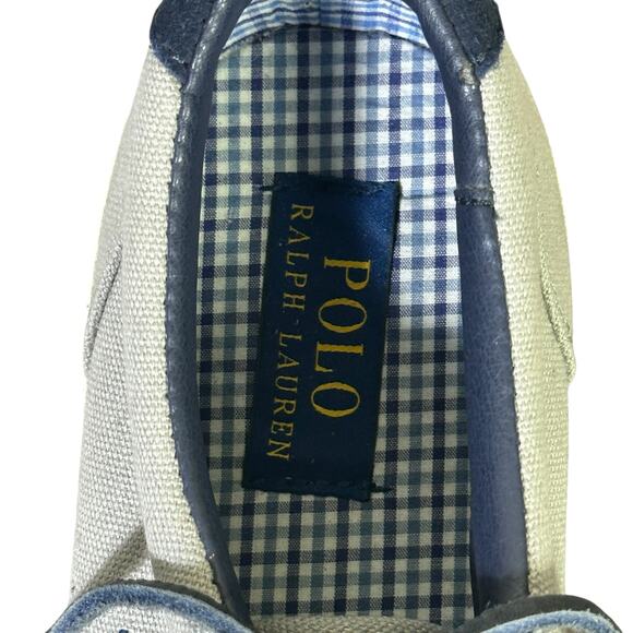 Ralph Lauren Vaughn Low Top Sneakers Mens 11.5 Gray Navy Canvas Lace Up Preppy - Picture 7 of 8